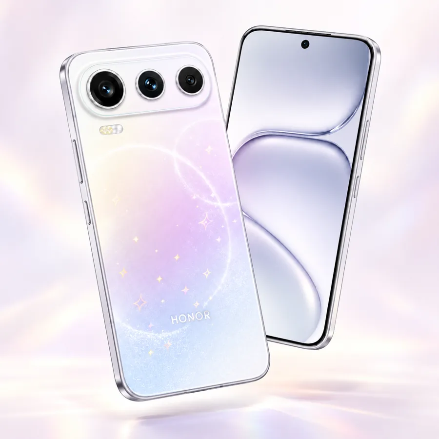 تصویر سه‌بعدی نمای جلو و پشت گوشی آنر Honor 600 Pro رنگ صورتی