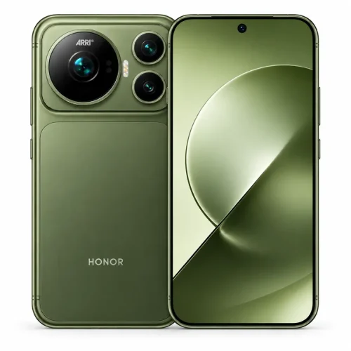 گوشی آنر Honor Magic 9 سبز، نمای جلو و پشت