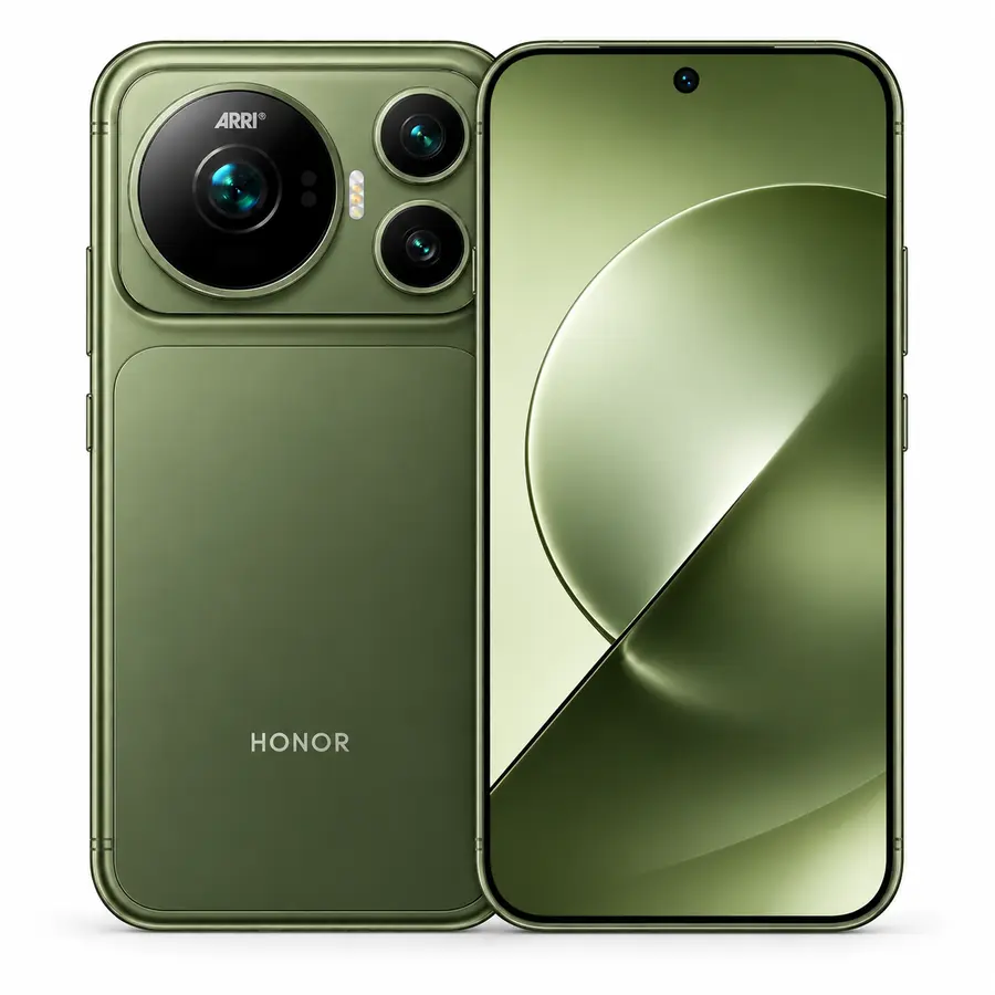 گوشی آنر Honor Magic 9 سبز، نمای جلو و پشت